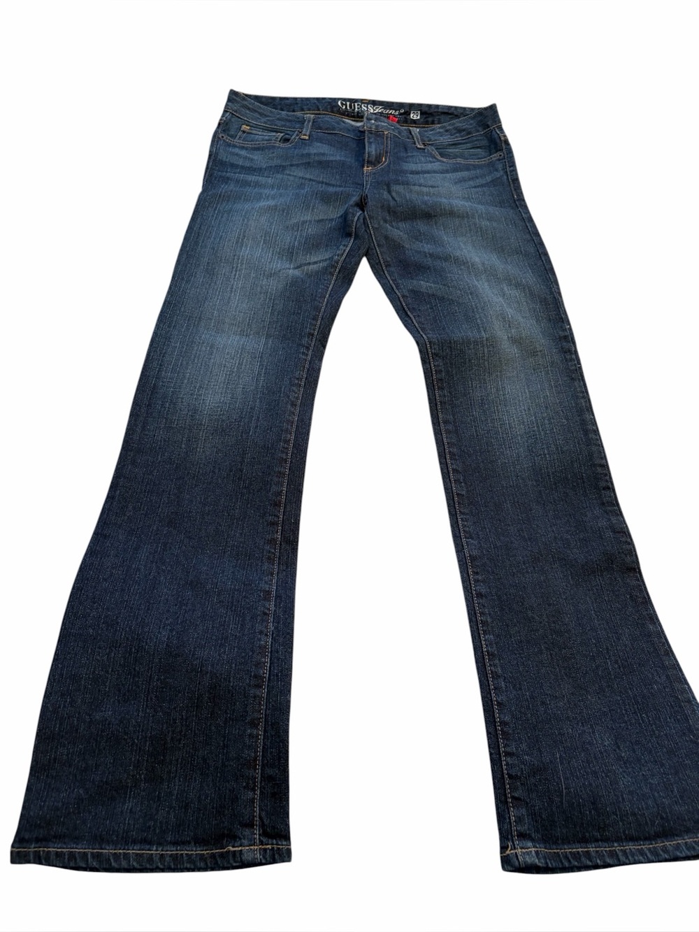 Guess Denim Jeans-Rhinestone Cross Back Pockets-Low Rise-Size 29x32-Seem New - Picture 2 of 10